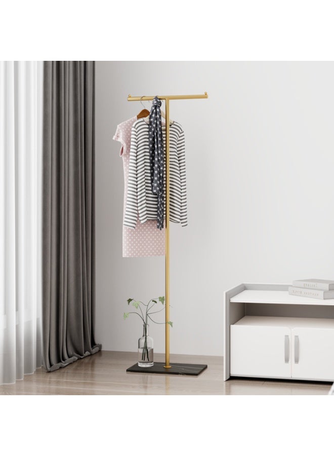 YQbest Gold Coat Rack Freestanding, Metal T-Shaped Coat Hanger with Crossbar & Marble Base, Modern Coat Stand for Entryway, Bedroom, Living Room, Office - Ideal for Hanging Coats, Hats, Scarves & Bags - Image 4