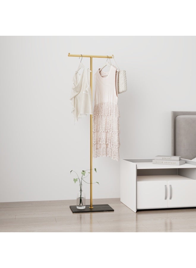 YQbest Gold Coat Rack Freestanding, Metal T-Shaped Coat Hanger with Crossbar & Marble Base, Modern Coat Stand for Entryway, Bedroom, Living Room, Office - Ideal for Hanging Coats, Hats, Scarves & Bags - Image 5