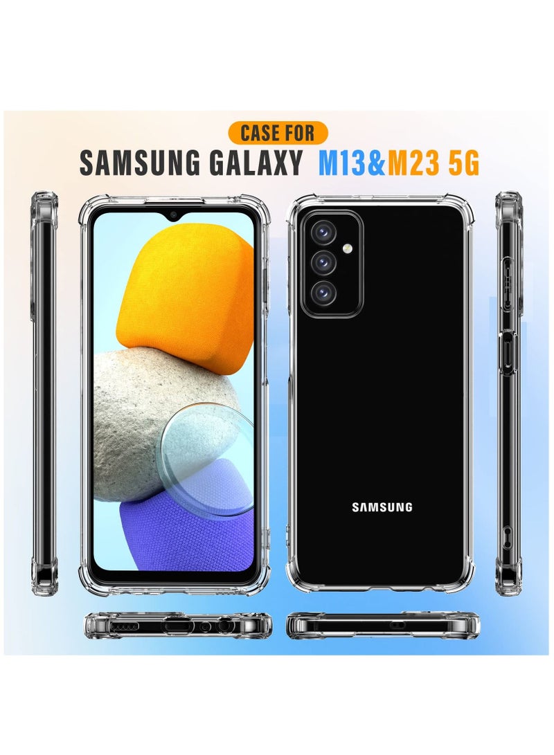 BORTONY Samsung Galaxy M23 5G/M13 4G Case with 2 Pieces Tempered Glass Screen Protector Clear Soft Silicone Case with Bumper Shockproof Air Cushion - Image 2