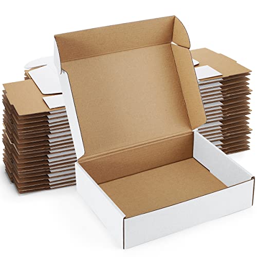 Poever Shipping Boxes 9x6x2 inches White Small Mailing Boxes 25 Pack Cardboard Corrugated Box Mailers - Image 1