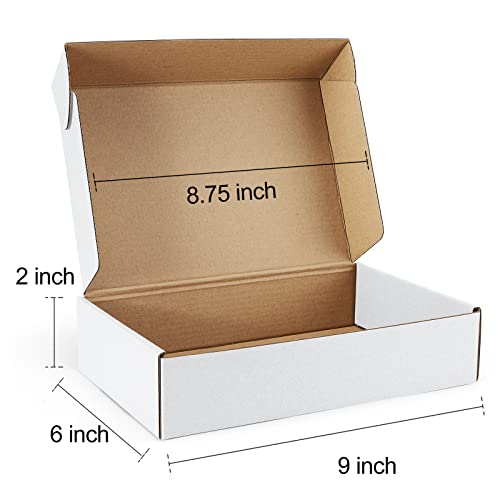 Poever Shipping Boxes 9x6x2 inches White Small Mailing Boxes 25 Pack Cardboard Corrugated Box Mailers - Image 3