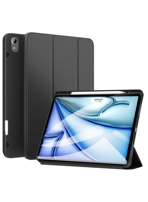 IPad Air 13 Inch Case M2 2024 with Pencil Holder  Smart iPad Case  Support Pencil Pro and Pencil(USB-C) Support Touch ID and Auto Wake/Sleep Black