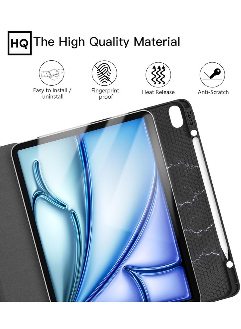 ميجوفاست حافظة iPad Air مقاس 13 بوصة M2 2024 مع حامل قلم رصاص، حافظة iPad الذكية تدعم قلم رصاص Pro وقلم رصاص (USB-C) تدعم معرف اللمس والتنبيه/النوم التلقائي باللون الأسود - Image 5