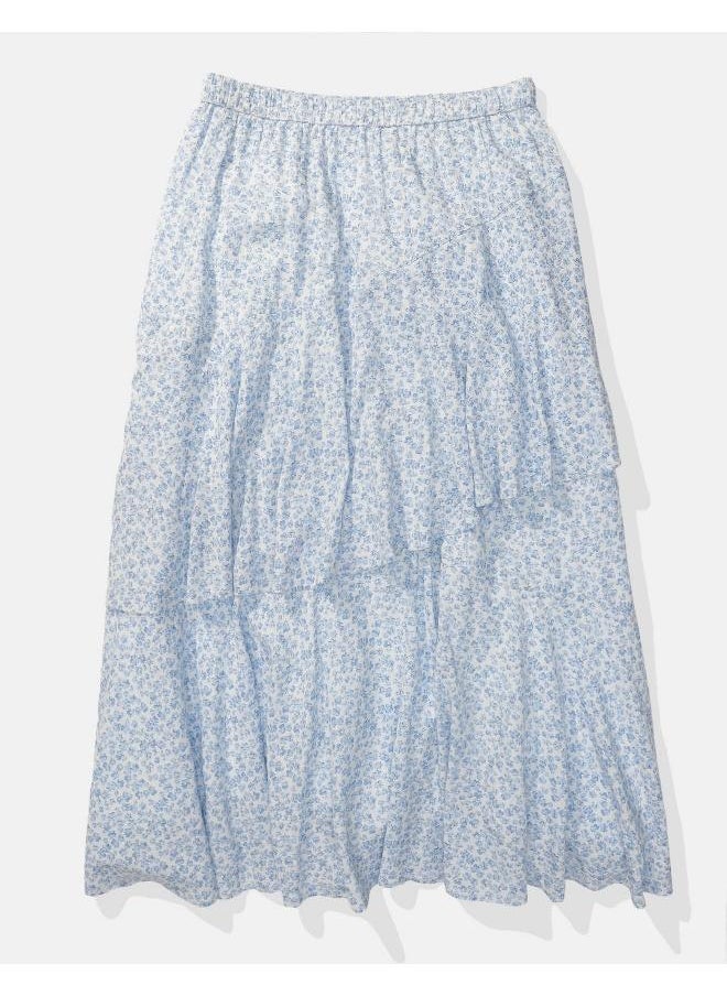 American Eagle High Waist Tiered Midi Skirt  - Image 4