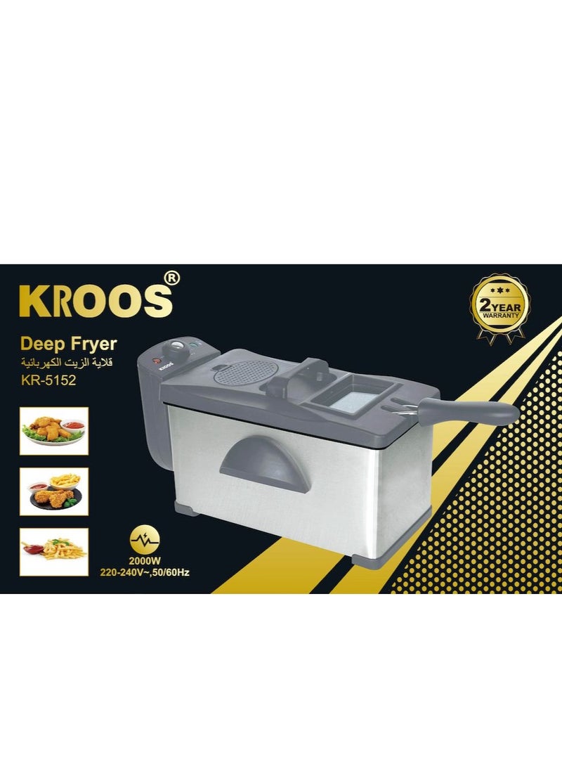 كروس قلاية زيت كهربائية عميقة بسعة 3 لتر بقوة 2000 واط مثالية وعملية من كروس موديل RO-5152 - Image 1