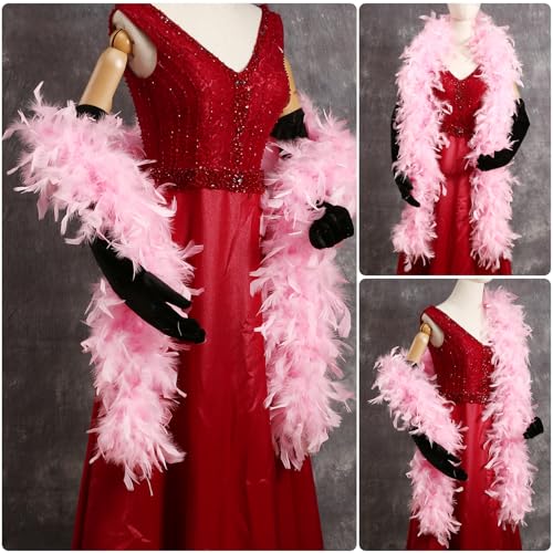 THARAHT Pink Chandelle Turkey Feather Boa 2 Yards 40g for DIY Craft Home Dancing Wedding Party Halloween Costume Decoration Feather Boa - Image 4