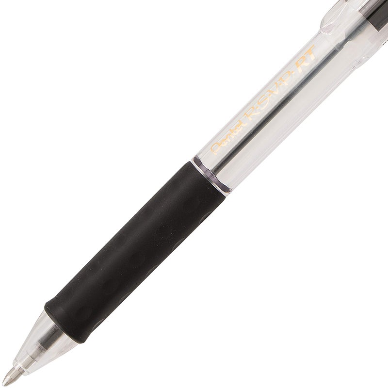 Pentel R.S.V.P. RT New Retractable Ballpoint Pen, Medium Line, Black Ink, 2 Pack (BK93BP2A) - Image 4