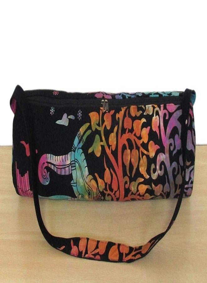 CRAFT KALA Indian Mandala Handmade Cotton Hand Full-Zip Exercise Yoga Mat Carry Bag Gym Beach Pilates Carrier Bags Hippie Mandala Indian Cotton Bag (Multi Elephant Tree) - Image 4
