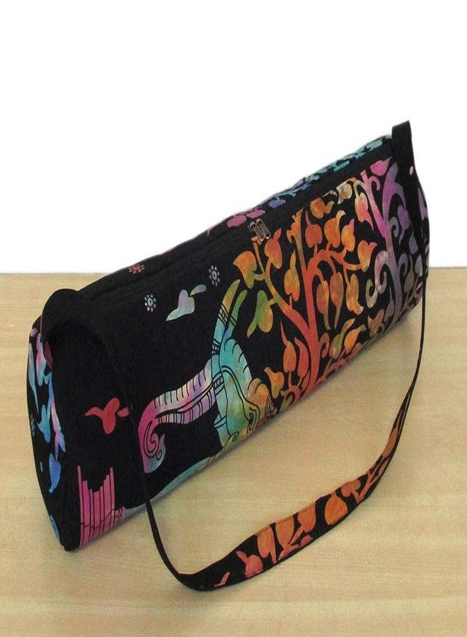 CRAFT KALA Indian Mandala Handmade Cotton Hand Full-Zip Exercise Yoga Mat Carry Bag Gym Beach Pilates Carrier Bags Hippie Mandala Indian Cotton Bag (Multi Elephant Tree) - Image 5
