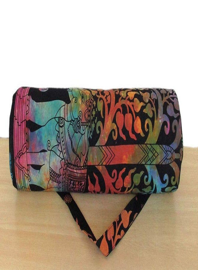 CRAFT KALA Indian Mandala Handmade Cotton Hand Full-Zip Exercise Yoga Mat Carry Bag Gym Beach Pilates Carrier Bags Hippie Mandala Indian Cotton Bag (Multi Elephant Tree) - Image 3