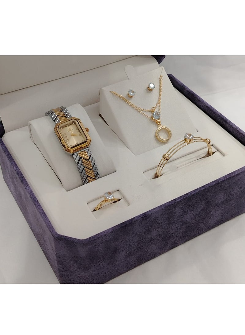 Generic Soft and elegant women's sets, zircon, steel watch 