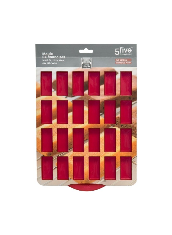 Five Simply Smart 24-Financiers Non-Stick Silicone Mould Red 1.8 X 23.5 X 31 Cm 111046A - Image 3