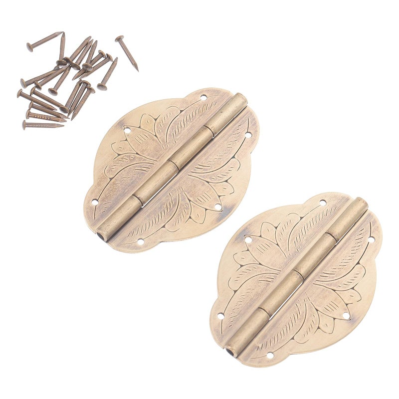 Antique Brass Small Hinges 5cm for Jewelry Box Cabinet Drawer Crafts 2pcs - Image 2
