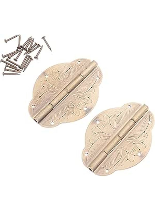 Antique Brass Small Hinges 5cm for Jewelry Box Cabinet Drawer Crafts 2pcs - Image 1