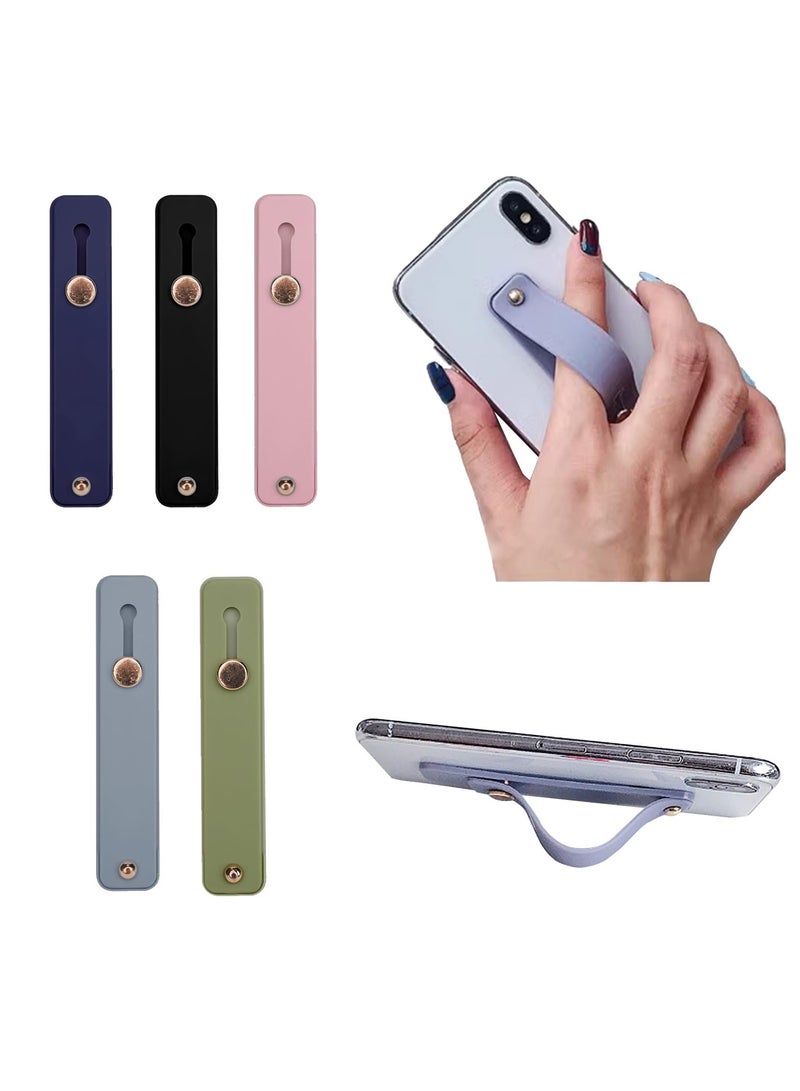 5 Pcs Phone Grip Holder, Finger Cell Phone Grip, Silicone Finger Strap, Telescopic Mobile Phone Holder for All Smartphones grip - Image 1