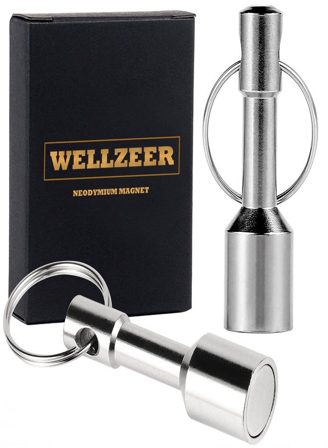 WELLZEER Keychain Magnet for Testing Brass,Keychain Pocket Magnets for Purse with Strong Magnetic Rare Earth Neodymium,Gold,Silver, Jewelry,Ferrous Metals Test Magnet (2PACK-D12mm) - Image 1