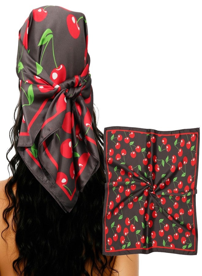 CHLINS 27.5” Cherry Square Head Scarf Hair Scarf for Women's Hair Silk Bandana Head Wrap for Sleeping & Handbags Accessories - Image 1