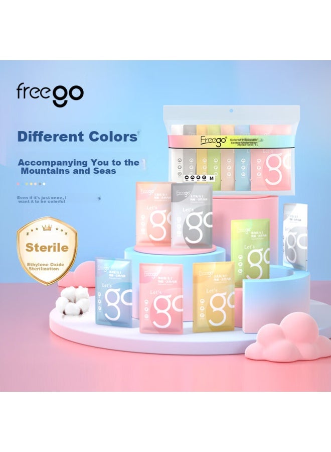Free Go Freego Colored Pure Cotton Disposable Underwear For Women, Sterilized, No-wash, Daily-use, For Pregnant Women, Postpartum, Menstrual Period, Travel, 2xl, 7-pack - Image 1