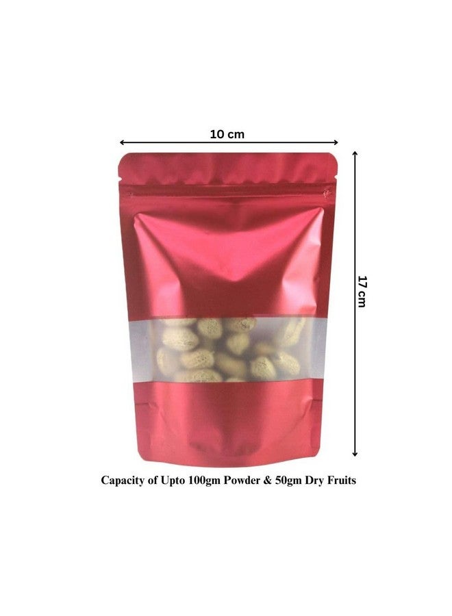 DEERA Stand Up Ziplock Reusable Airtight Polyester Storage Pouch (Matte Red)(100mmX170mm)(Pack of 100) - Image 2