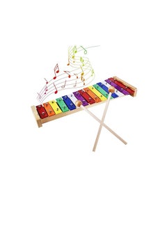 Generic Colourful Xylophone, Xylophone Glockenspiel Wooden Musical Instruments, 15 Tones Rainbow Button Xylophone with 2 Beaters,  - Image 1