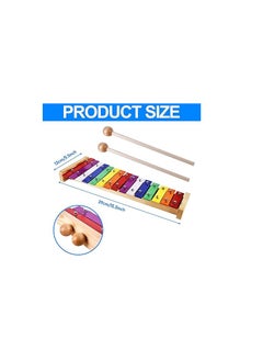 Generic Colourful Xylophone, Xylophone Glockenspiel Wooden Musical Instruments, 15 Tones Rainbow Button Xylophone with 2 Beaters,  - Image 2