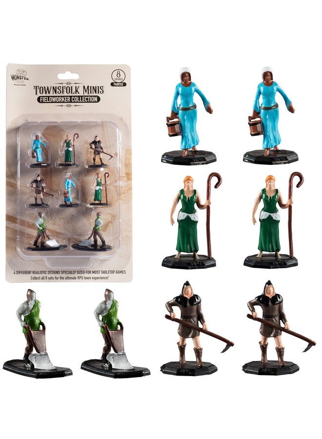 Monster Protectors Monster Protectors Townsfolk Mini Fantasy Figures- 8pc Hand-Painted Fieldworkers Non Player Character NPC Miniatures -1" Hex-Sized Compatible with DND Dungeons Dragons Tabletop Games  - Image 2