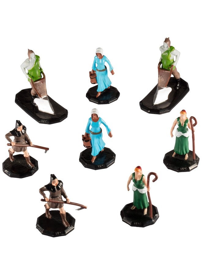 Monster Protectors Monster Protectors Townsfolk Mini Fantasy Figures- 8pc Hand-Painted Fieldworkers Non Player Character NPC Miniatures -1" Hex-Sized Compatible with DND Dungeons Dragons Tabletop Games  - Image 1