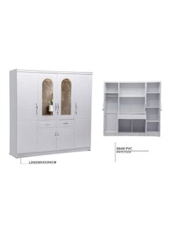 SILA 4 Door Wooden Wardrobe Shelf & Hanging Rail Wooden Bedroom Engineered Wood Storage Furniture Color White  - Image 2