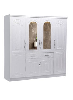 SILA 4 Door Wooden Wardrobe Shelf & Hanging Rail Wooden Bedroom Engineered Wood Storage Furniture Color White  - Image 1
