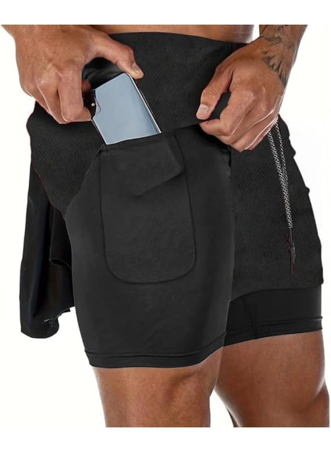 VITION Gym Shorts for Men, Men's Activewear Running Shorts,Drawstring Gym Shorts Men, 2 Layer Loose Athletic Shorts with 4 Pockets (XX-Large, Black) - Image 4