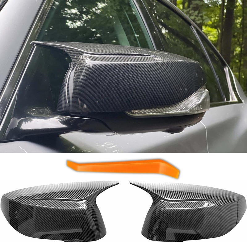 Carbon Fiber Side Mirror Caps for Infiniti Q50 Q60 Q70 QX30 QX50 Q50L Accessories Passenger Driver Side View Mirror Cover Replacement Car Exterior Body Tuning Parts Trim 1Pair LeftRight