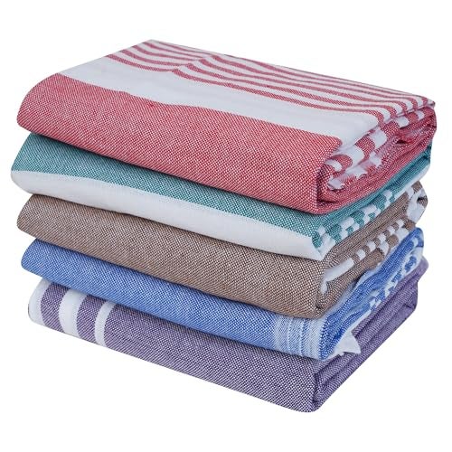 COMFORT WEAVE Cotton Plain Bath Towels 250 GSM Multicolor (Set of 5, 31 X 62 Inch) - Image 1