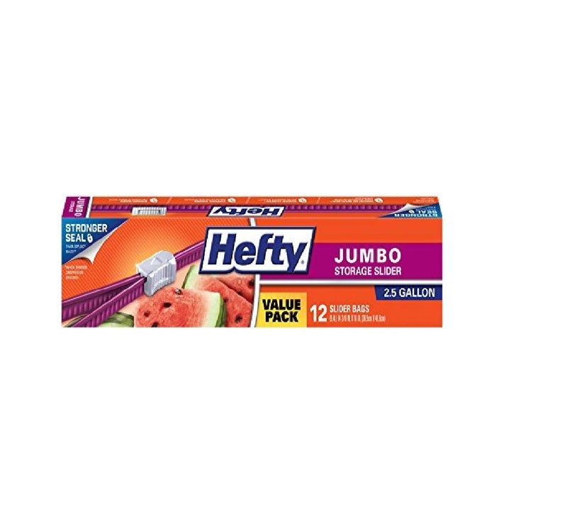 Hefty Slider 2.5 Gallon Jumbo Storage Bags  12 Count (Pack of 3) 36 Bags Total - Image 1