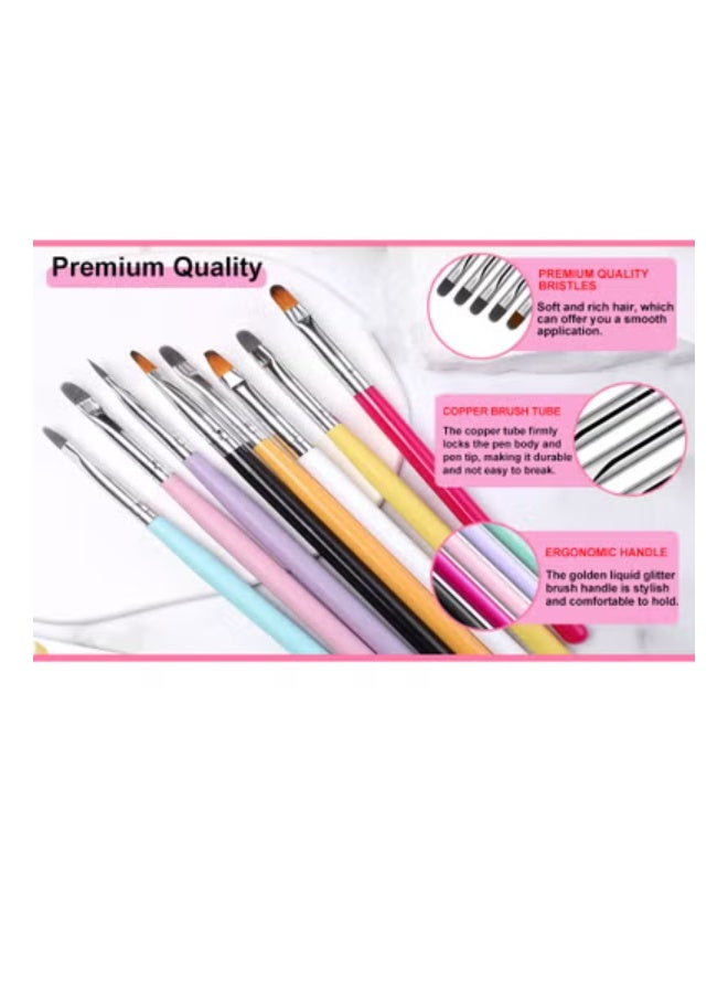 Multi-color gradient round head smudging pen, 8 colors optional nail art DIY tools smudging brush brush painting, gel nail brush Poly Extension gel brush nail design brush gel nail brush nail extension - Image 2