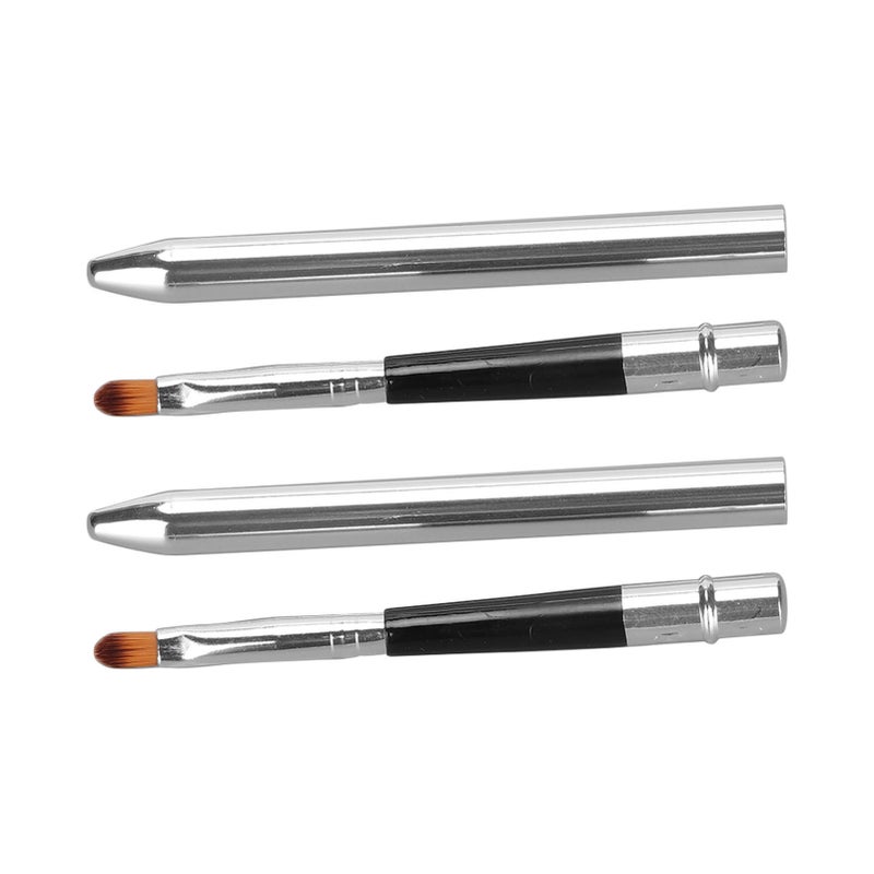 2pcs Lip Brush Ergonomic Extended Sealing Design Small Easy Cleaning Single Head Aluminium Tube Lipstick Brush - Image 5