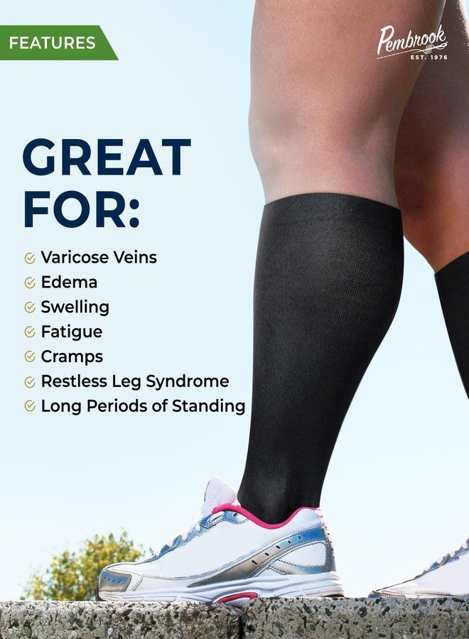 Pembrook 3 Pairs Plus Size Compression Socks Wide Calf - Bamboo Viscose Compression Socks for Women Wide Calf, Black - 3 Pairs, 3XL - Image 5
