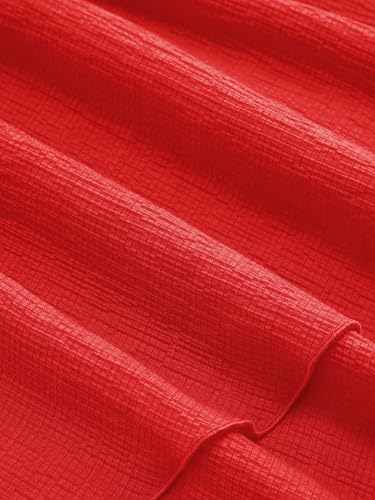 CIDER Women's Summer Cocktail Dress - Tube Ruched Ruffle Mini Dress Red - Image 4