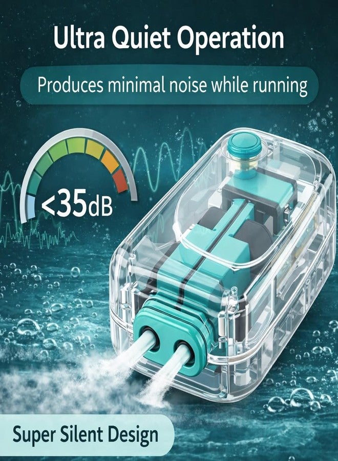 مضخة هواء لحوض السمك SOBO AQ-016 شفافة ذات حجم كبير وهادئة للغاية | تحكم قابل للتعديل في التدفق | أنبوب هواء بطول 3 أمتار وحجران هوائيان مجاناً | مخرج مزدوج فائق الهدوء بقوة 6 واط (2 × 6 لتر/دقيقة) - Image 4