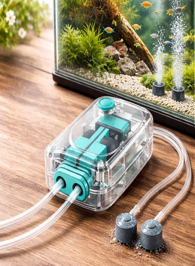 مضخة هواء لحوض السمك SOBO AQ-016 شفافة ذات حجم كبير وهادئة للغاية | تحكم قابل للتعديل في التدفق | أنبوب هواء بطول 3 أمتار وحجران هوائيان مجاناً | مخرج مزدوج فائق الهدوء بقوة 6 واط (2 × 6 لتر/دقيقة) - Image 1