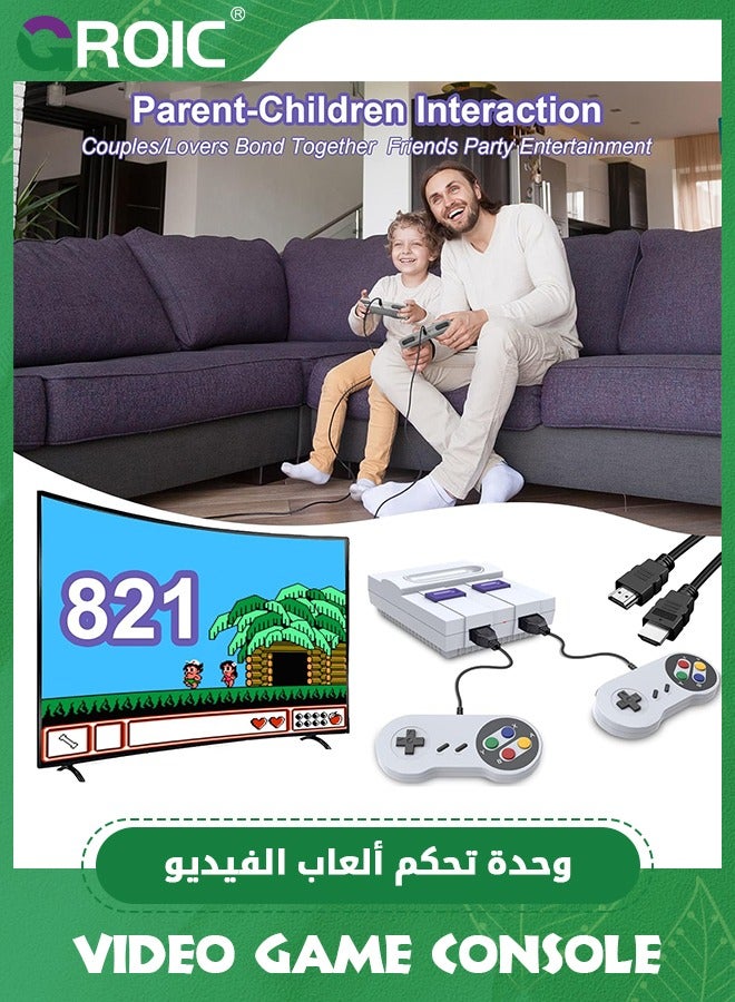 GROIC Retro Game Console, Handheld Video Game Console Classic Built-in 821 Games with Controllers, Super Mini TV Classic Video Gaming Console HD Output Plug&Play Player for Kid  - Image 3