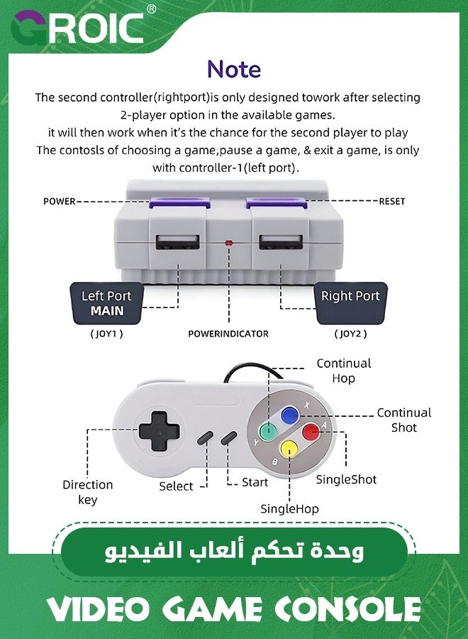 GROIC Retro Game Console, Handheld Video Game Console Classic Built-in 821 Games with Controllers, Super Mini TV Classic Video Gaming Console HD Output Plug&Play Player for Kid  - Image 5