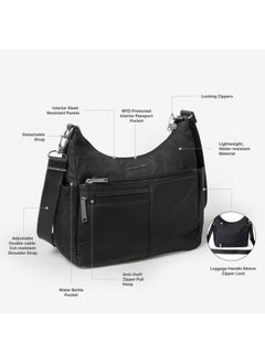 Baggallini Baggallini Securtex® Anti-theft Free Time Crossbody Bag Cross Body, Midnight Blossom, One Size US  - Image 3