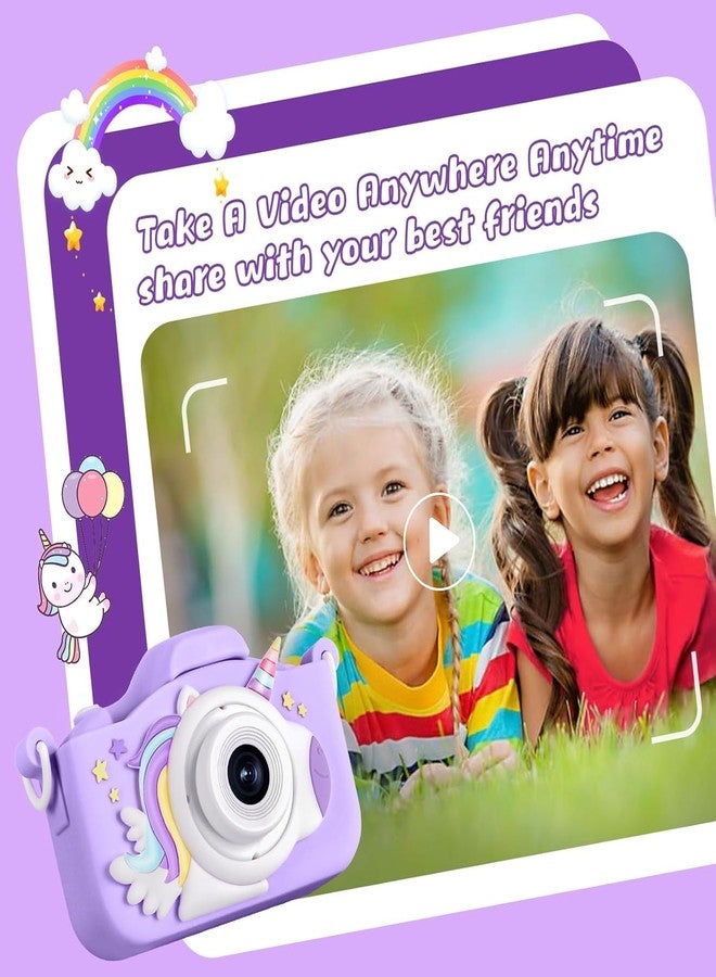 RahiGlow Upgraded 48MP Kids Camera for Girls Boys 3-12, Video Selfie Camera-Christmas Birthday Gift for Toddler, HD Digital Camera Toy for Child with 32GB SD Card & Silicone Cover (Purple) (Purple) - Image 4