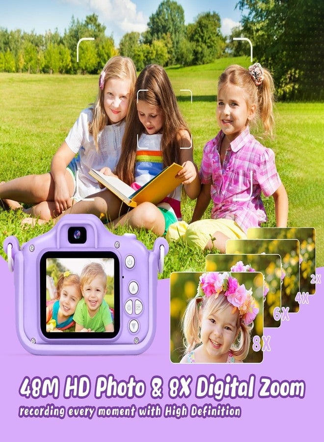 RahiGlow Upgraded 48MP Kids Camera for Girls Boys 3-12, Video Selfie Camera-Christmas Birthday Gift for Toddler, HD Digital Camera Toy for Child with 32GB SD Card & Silicone Cover (Purple) (Purple) - Image 3