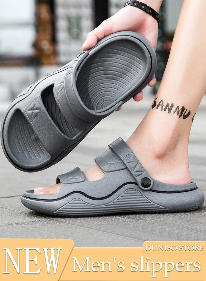 DUNISO Men's slippers Summer Sandals Lightweight Slide Sandal with Non-slip Soles Thick Sole Beach Slipper Breathable Slip-on Sandal House Flat Slipper for Pool Beach Yard Kitchen Shower - Image 1