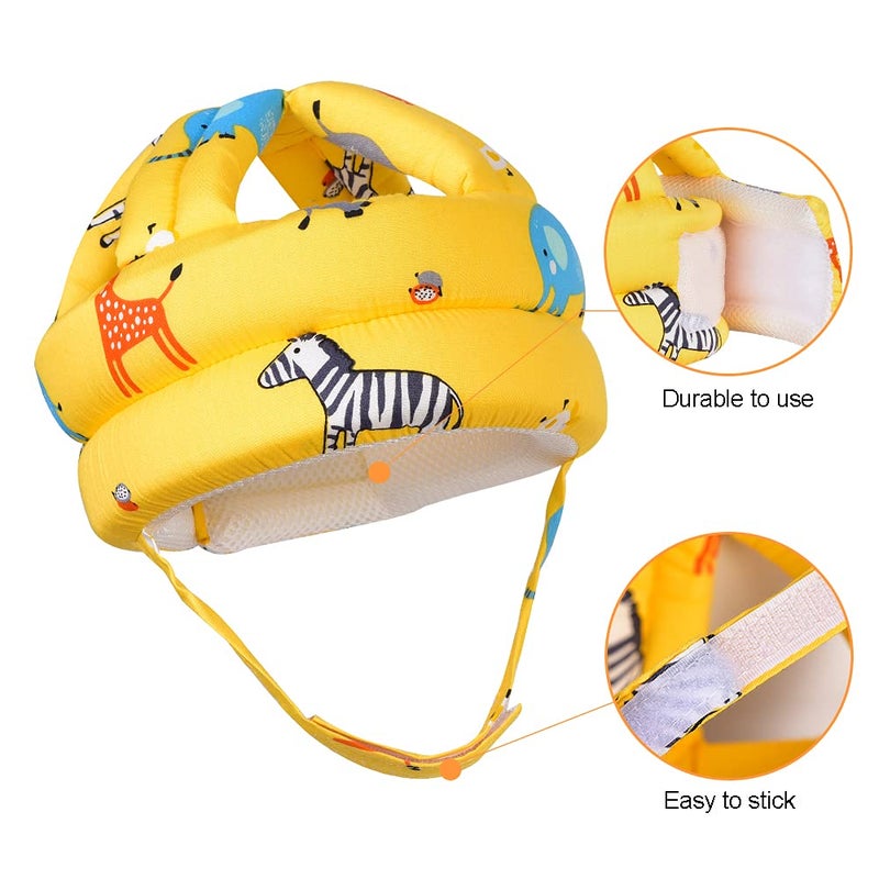 Umtiti Baby Adjustable Helmet, Lightweight and Soft, Great for Baby Learning to Walk and Crawl. Zoo,Yellow - Image 2