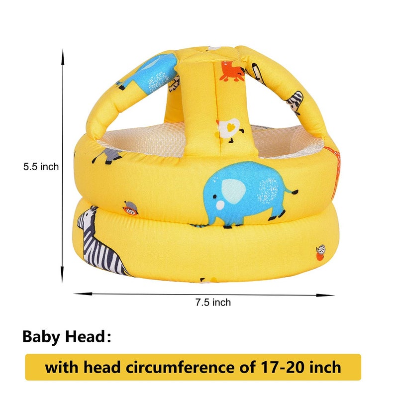 Umtiti Baby Adjustable Helmet, Lightweight and Soft, Great for Baby Learning to Walk and Crawl. Zoo,Yellow - Image 3