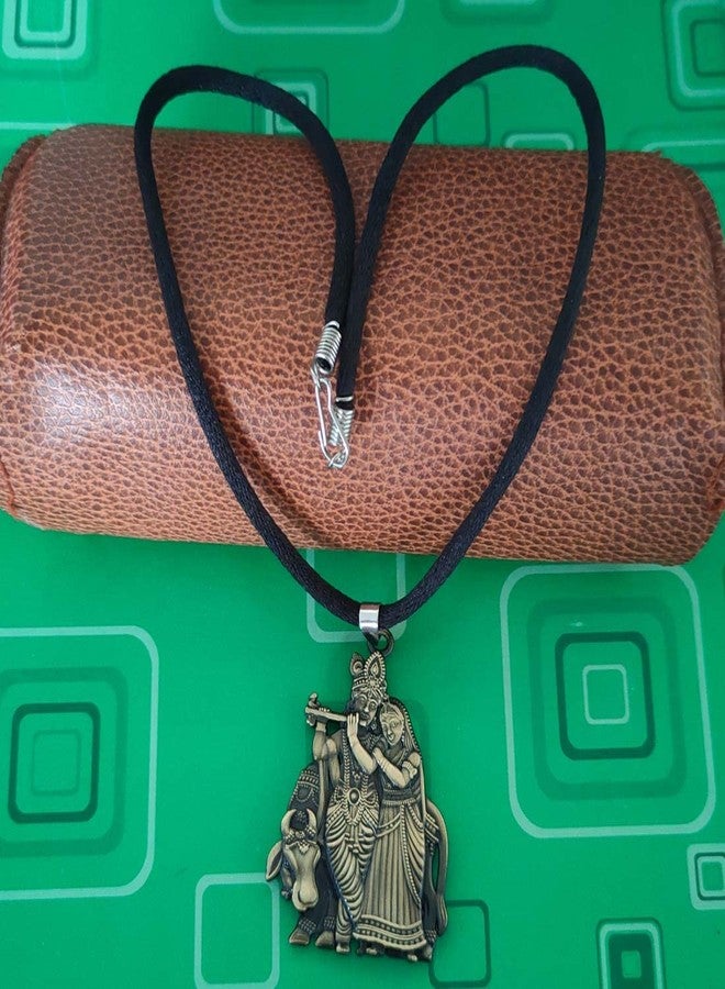 M Men Style Shri Radha Krishna Idol With Cow With Cotton Dori Bronze Zinc And Metal Pendant Necklace For Men And women - Image 5