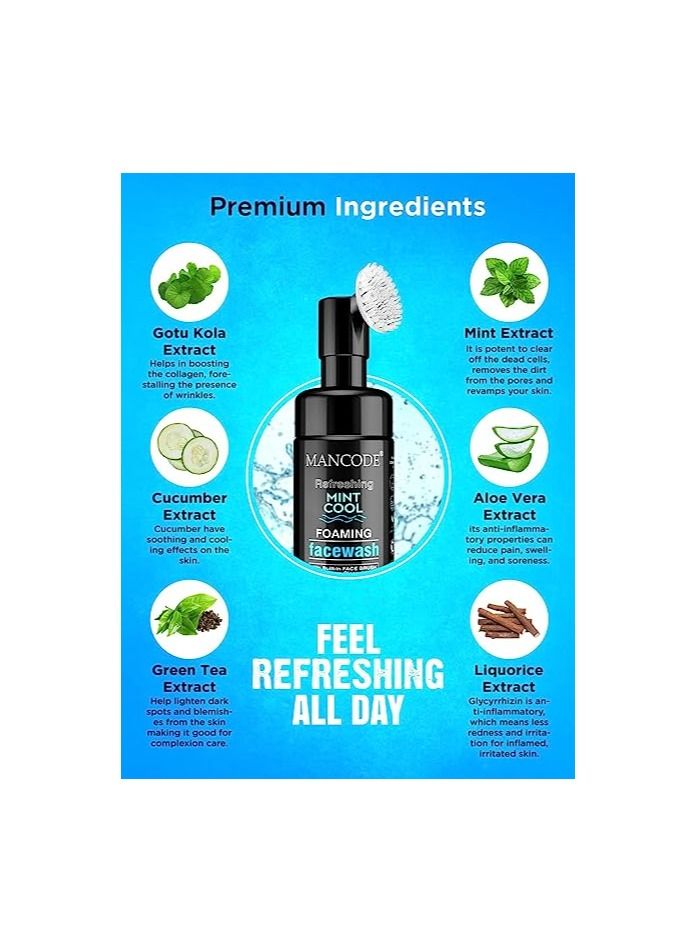 MANCODE Mancode Refreshing Mint Cool Face Wash with Built in Face Brush - Image 5