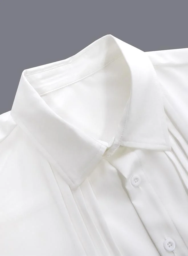 Take Two  Men White Pleated Spread Collar Shirt for Men | Best Price UAE